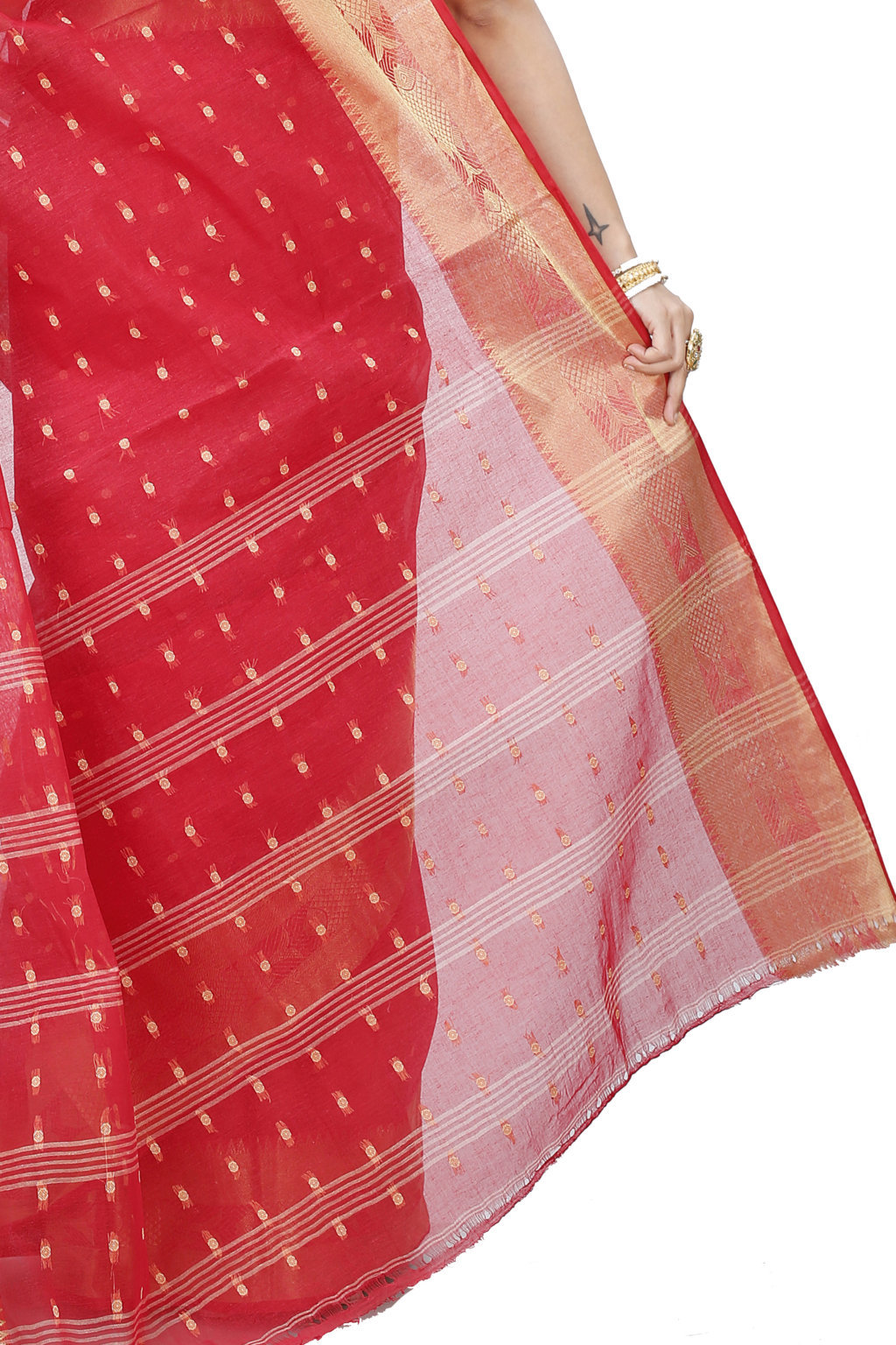 Red Pure Cotton Griva Tant Saree (918)